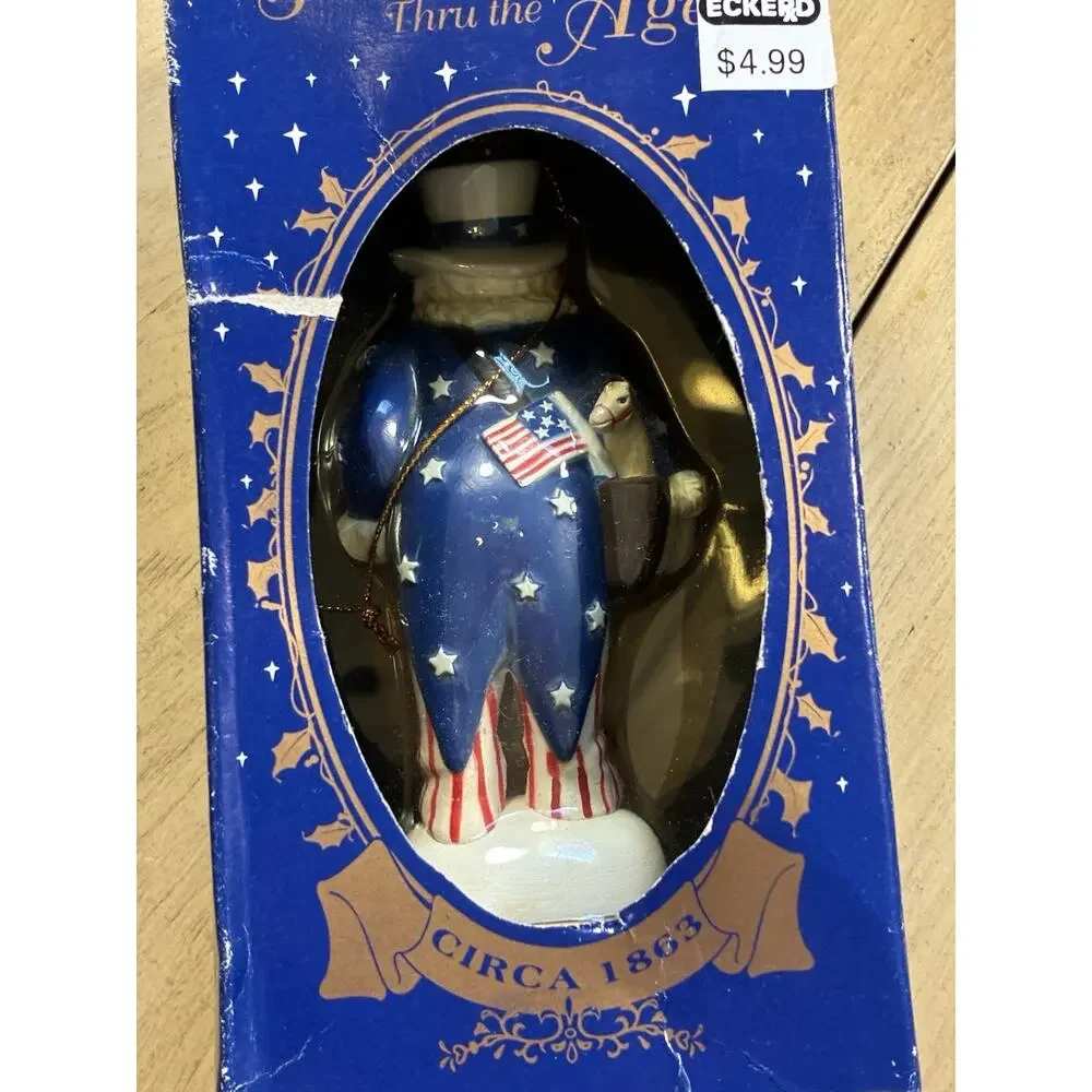 Uncle Sam Fireworks Patriotic July 4th Tree Xmas Ornament Santa Thru Ages 90s